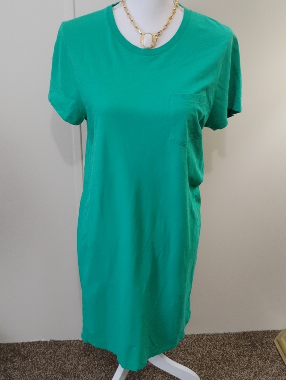 J. Crew Green Pocket T-Shirt Midi Dress